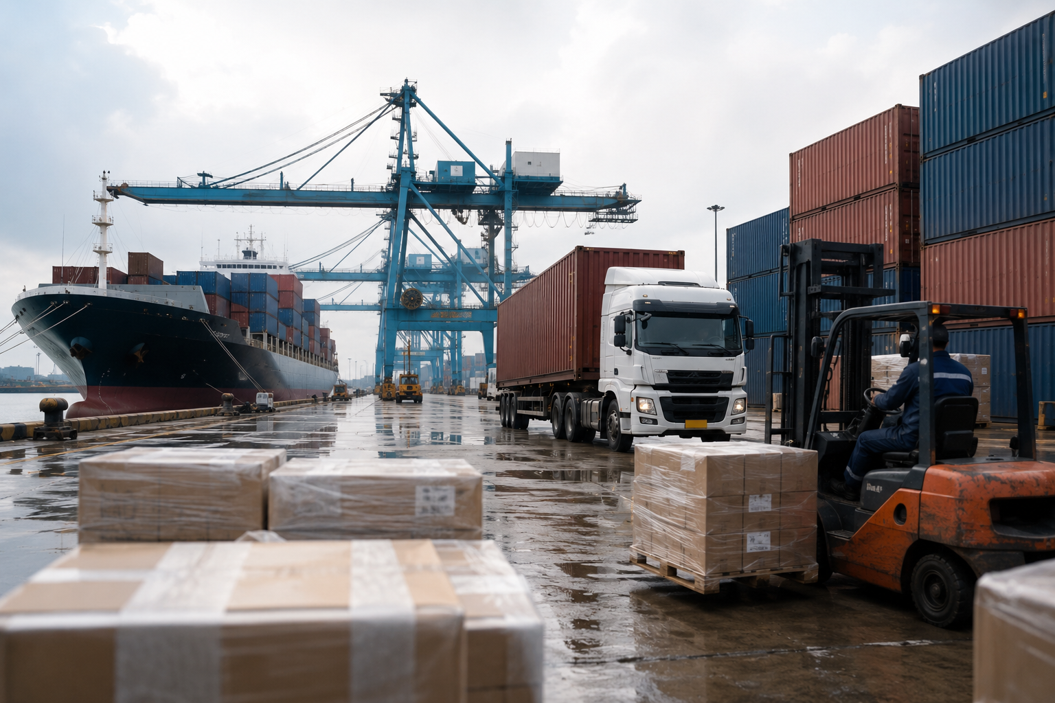 Container cargo operations at a seaport